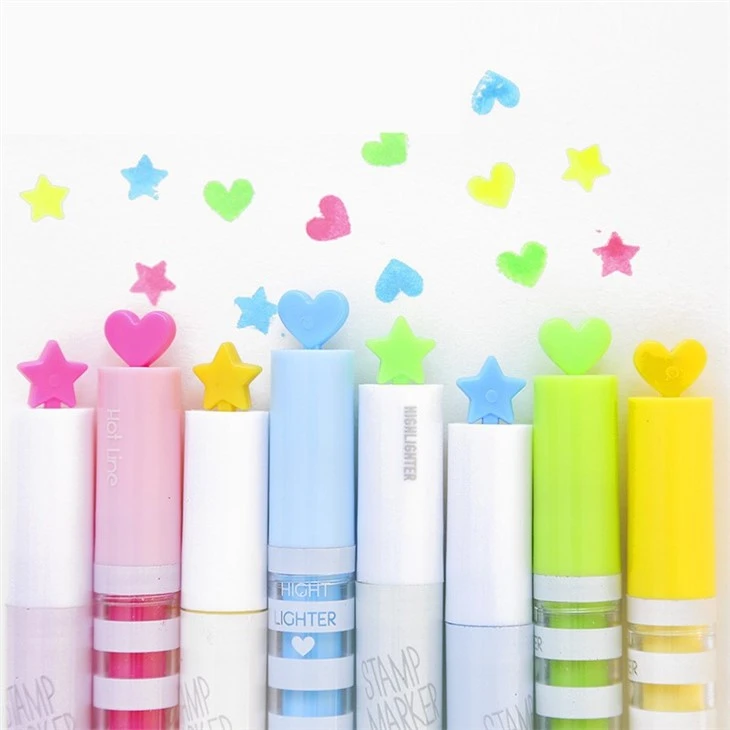 4 Pcs Candy Color Star Heart Highlighter